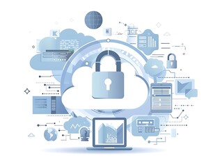 Wall Mural - Cloud computing security concept.