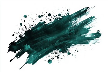Poster - An isolated clear displaying a rich emerald ink stroke next to bursts of dark jade paint
