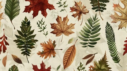 Sticker - Autumn Leaves Watercolor Pattern