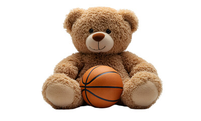 Wall Mural - a teddy bear and a basketball.