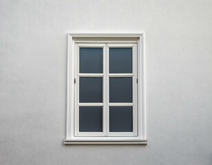 Wall Mural - A single white window with four panes, set in a white wall.