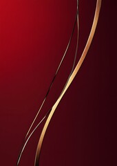 Poster - Abstract image with two gold ribbons on a red background.