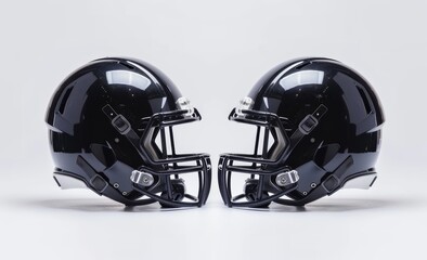 Mockup of an American football helmet, profile view, black and white