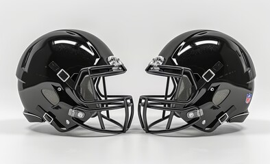 Mockup of an American football helmet, profile view, black and white