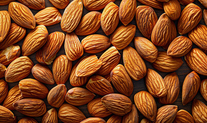 Canvas Print - Top view of unshelled almond nuts, seamless texture for background or wallpaper. 