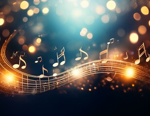 Poster - Abstract background with glowing music notes and bokeh lights. Perfect for music, entertainment, and celebration concepts.