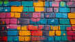 © TiA - Colorful street art on brick wall, urban background, creative backdrop, vibrant graffiti wallpaper