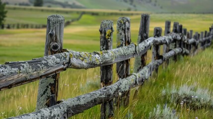 Sticker - Rustic Fence in a Lush Meadow