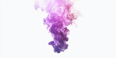 Poster - mesmerizing violet smoke plume gracefully twists and expands, transitioning from deep dark purples to lighter shades. The captivating display contrasts beautifully with the clean white background.