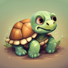 Wall Mural - cute adorable little turtle illustration