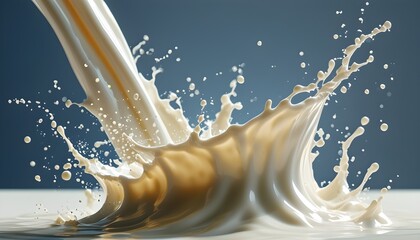 Wall Mural - Creative splash of milk or soy milk in a dynamic generative AI illustration