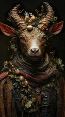 Canvas Print - Mystical Forest Goat: A Portrait of Nature's Majesty