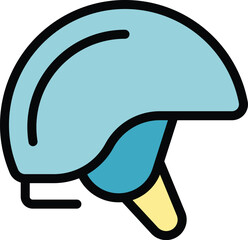 Poster - Blue bike helmet icon representing safety gear for cycling and other extreme sports