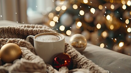 Canvas Print - A hot cup of coffee on the table