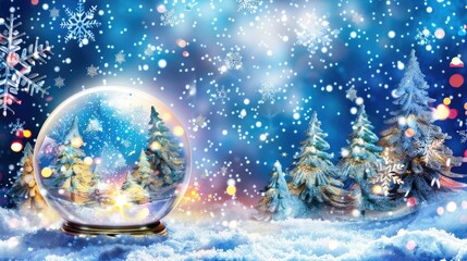 Poster - A snow globe with an enchanted forest inside