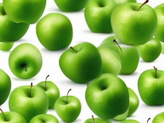 Green apples isolated on white, abstract apple background pattern