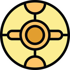 Poster - Round button with an abstract pattern is being pushed with a finger, a digital illustration of a gui element