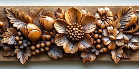 Wall Mural - a wood carving of flowers

