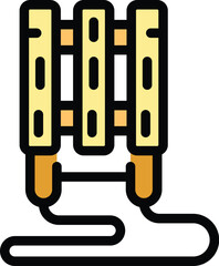 Poster - Electric battery charging with wire cable icon in color outline style