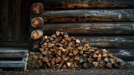 Canvas Print - Log Cabin Firewood