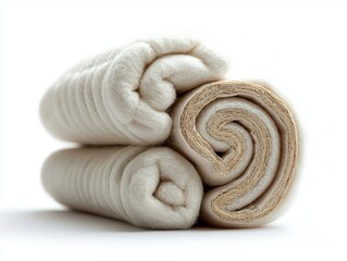 Natural Fiber Rolls  Cotton Wool  White Background  Texture  Organic Material