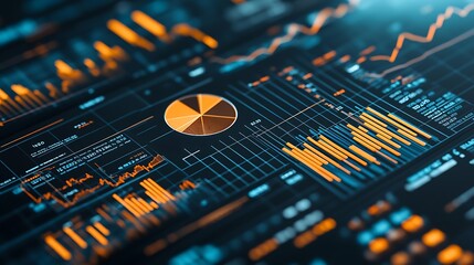 Poster - Close-up of a digital display showing financial data, graphs, and charts.