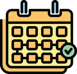 Poster - This icon of a yellow wall calendar with a checked day is perfect for representing scheduling and organization concepts