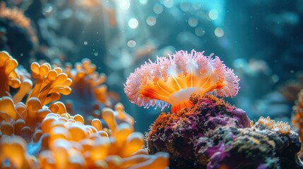 Poster - A vibrant coral reef teeming with life. AI.