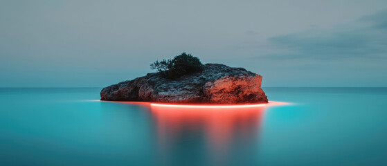 Wall Mural - A small island with a red line in the water