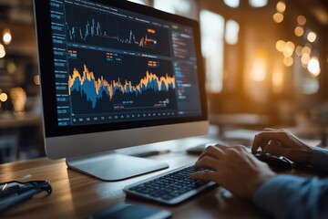 Poster - Person Analyzing Stock Market Data on Computer