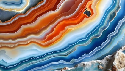 Wall Mural - Captivating gradient patterns on agate rock surface showcasing natural beauty and rich colors