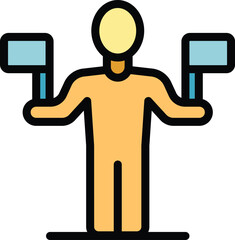 Poster - Person is holding a sign in each hand, symbolizing a difficult choice or important decision