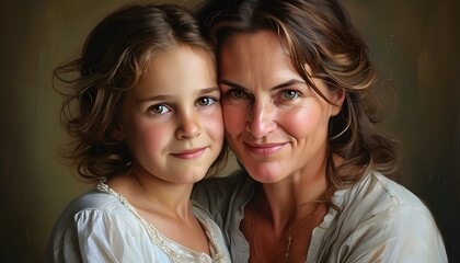 Wall Mural - Emotive portrait of mother and child showcasing their deep, heartfelt connection