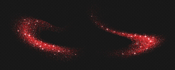 Wall Mural - red glitter splashes, shiny star dust explosion, shimmer spray effect, festive holiday particles iso