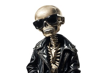 Cool Skeleton Wearing Sunglasses and Leather Jacket