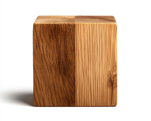 A unique wooden block showcasing two distinct wood textures and colors, ideal for design, art, and craftsmanship projects.