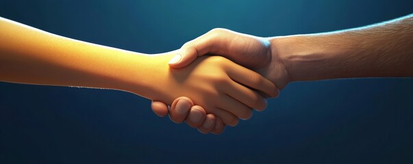 A close-up of two hands shaking, symbolizing agreement, partnership, and collaboration in a professional setting.