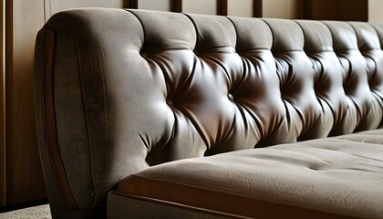 Wall Mural - close-up of luxurious leather upholstery texture on a stylish sofa headboard