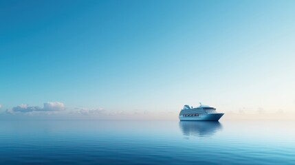 Wall Mural - Luxury yacht sailing on calm waters under a clear blue sky, serene and peaceful atmosphere.