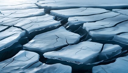 frozen blue landscape featuring intricate ice cracks and a cold winter ambiance