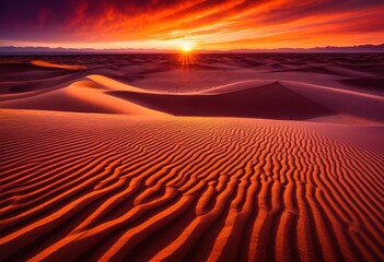 Wall Mural - stunning sand patterns illuminated vibrant sunset hues creating captivating natural landscape, beach, nature, sky, colors, twilight, dunes, light, warmth