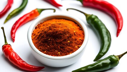 Vibrant paprika powder showcasing rich flavor and spice in a bowl against a clean white background