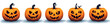 © BOTAHRY DEX - A collection of lit spooky halloween pumpkins, Jack O Lantern with evil face and eyes isolated against a transparent background.
