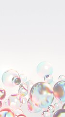 Poster - Rotating bunch of glass spheres with dispersion rainbow colors loop. Background for cosmetics or fashion. 3D render seamless animation. Vertical video