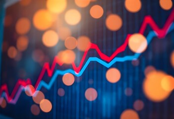 graph background with bokeh, incorporating line graphs in red and blue, complemented by warm golden 