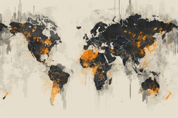 Fototapete - A vintage-style world map showcasing different regions with unique color palettes and geographical divisions, emphasizing both continents and countries in a detailed representation