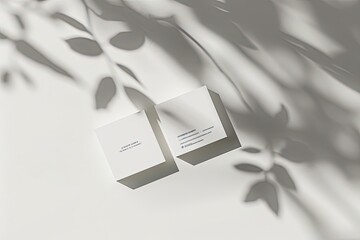 Poster - A cozy cafe setting featuring a latte, a stylish business card, and a decorative plant on a wooden table during a calm afternoon