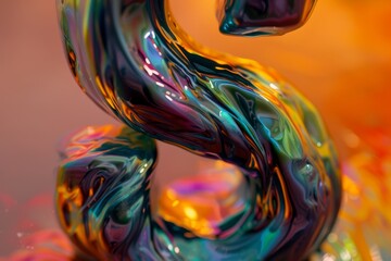 Poster - Colorful abstract sculpture showcasing swirling shapes and smooth textures, illuminated to highlight curves and reflections in a bright studio setting