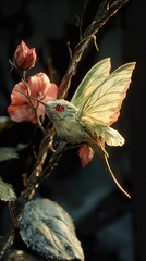 Canvas Print - A Hummingbird with Enchanting Wings Amidst Blossoms