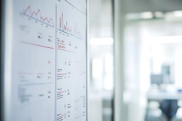 Poster - whiteboard with handwritten charts and graphs in an office setting
